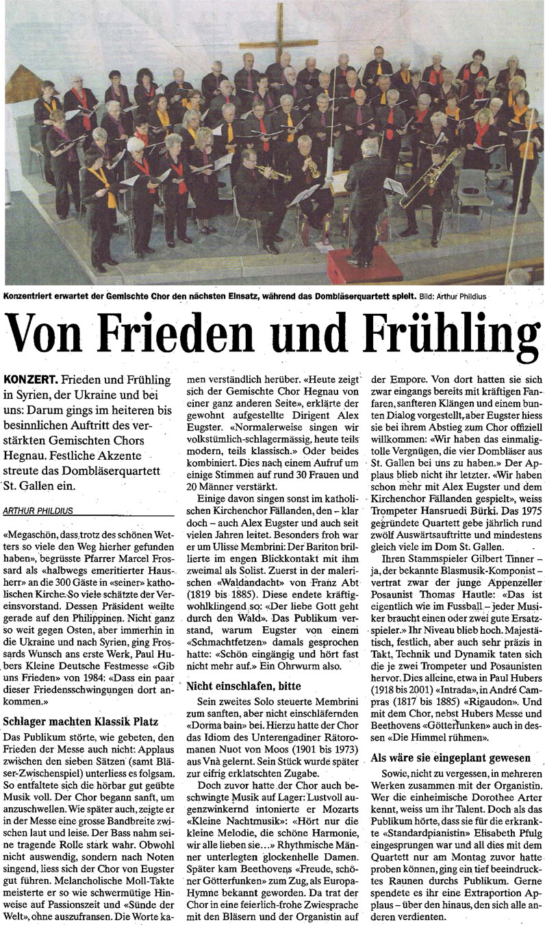 Frühlingskonzert vom 30.3.2014 in der Kath. Kirche Volketswil