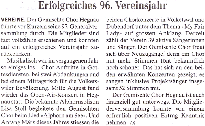 96. Generalversammlung vom 21.3.2016