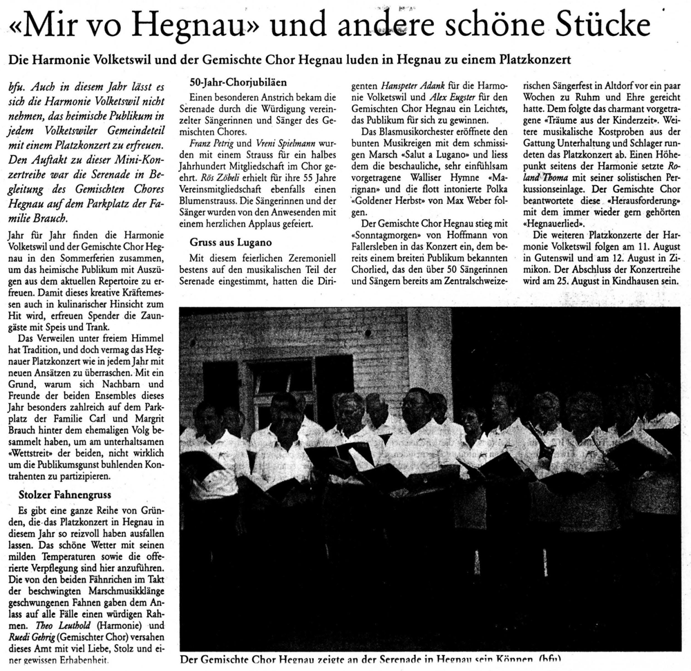 Ständli in Hegnau mit HAVO zusammen vom August 2003